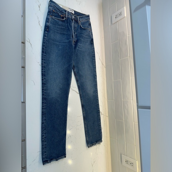 AGOLDE NWT denim jeans size 24 Riley Long High Rise Straight cypher - Picture 3 of 6